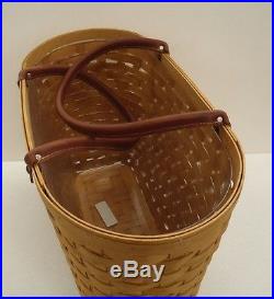 Longaberger Large Boardwalk Basket Set + Pro + Leather Handles New Retired