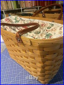 Longaberger Large Boardwalk Basket with protector and zippered liner combo set