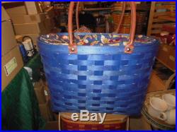 Longaberger Large Bold Blue Boardwalk Basket Set Protector Early Harvest Liner