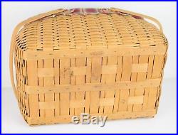 Longaberger Large Craft Keeper Basket with Wood Lid, Liner, & Protector Set