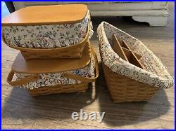 Longaberger Large Desktop Basket withProtector/Floral Liner and Dividers 3 Baskets Longaberger Large Desktop Basket withProtector/Floral Liner and Dividers 3 Baskets
