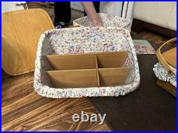 Longaberger Large Desktop Basket withProtector/Floral Liner and Dividers 3 Baskets Longaberger Large Desktop Basket withProtector/Floral Liner and Dividers 3 Baskets