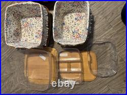 Longaberger Large Desktop Basket withProtector/Floral Liner and Dividers 3 Baskets Longaberger Large Desktop Basket withProtector/Floral Liner and Dividers 3 Baskets