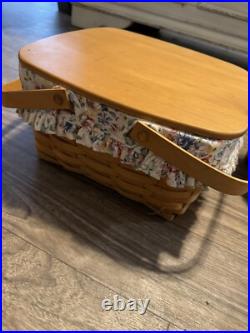 Longaberger Large Desktop Basket withProtector/Floral Liner and Dividers 3 Baskets Longaberger Large Desktop Basket withProtector/Floral Liner and Dividers 3 Baskets