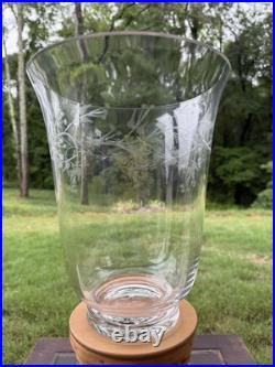 Longaberger Large Glass Etched Hurricane With Woven Pedestal Stand New Longaberger Large Glass Etched Hurricane With Woven Pedestal Stand New