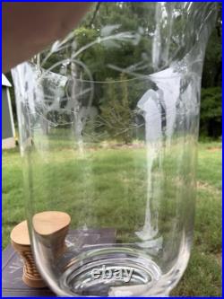 Longaberger Large Glass Etched Hurricane With Woven Pedestal Stand New Longaberger Large Glass Etched Hurricane With Woven Pedestal Stand New