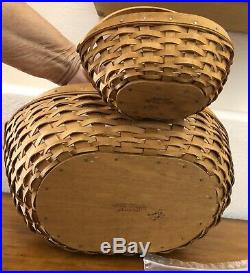 Longaberger Large & Little Crocus Baskets, Protector, Papers & Handkerchief Set