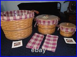 Longaberger Large Medium Small Bushel Basket Lot-Thanksgiving/Christmas Baskets