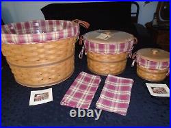 Longaberger Large Medium Small Bushel Basket Lot-Thanksgiving/Christmas Baskets