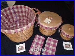 Longaberger Large Medium Small Bushel Basket Lot-Thanksgiving/Christmas Baskets