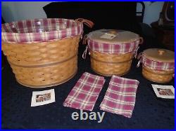 Longaberger Large Medium Small Bushel Basket Lot-Thanksgiving/Christmas Baskets