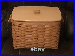 Longaberger Large Newspaper Basket Set, Protector & Woodscraft Lid 2002