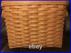 Longaberger Large Newspaper Basket Set, Protector & Woodscraft Lid 2002