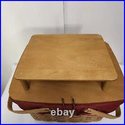 Longaberger Large Picnic Basket+Liner+Plastic Prot. ROMANTIC COUNTRY TAILGATING