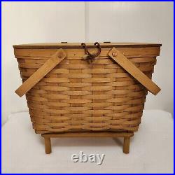 Longaberger Large Picnic Basket+Liner+Plastic Prot. ROMANTIC COUNTRY TAILGATING