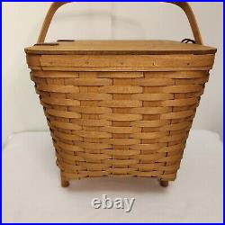 Longaberger Large Picnic Basket+Liner+Plastic Prot. ROMANTIC COUNTRY TAILGATING