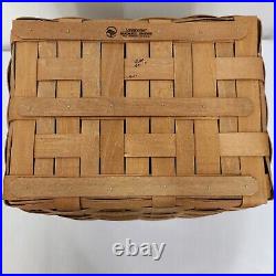 Longaberger Large Picnic Basket+Liner+Plastic Prot. ROMANTIC COUNTRY TAILGATING