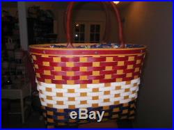 Longaberger Large Red/White/Blue Boardwalk Basket Set Protector, Early Harvest
