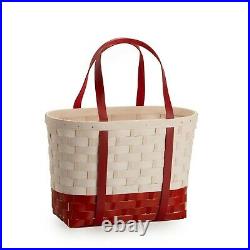 Longaberger Large Red & White Boardwalk Basket Set With Free Protector New