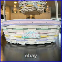 Longaberger Large & Small White Washed Easter Basket Set Liners & Protector