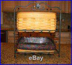 Longaberger Large paper tray wrought iron & basket set with protectors lid & liner