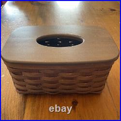 Longaberger Long Tissue Basket with Lid in Rich Brown Dark Stain