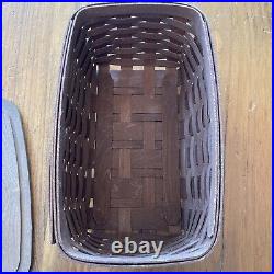 Longaberger Long Tissue Basket with Lid in Rich Brown Dark Stain