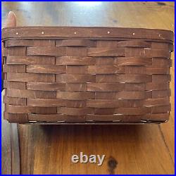 Longaberger Long Tissue Basket with Lid in Rich Brown Dark Stain