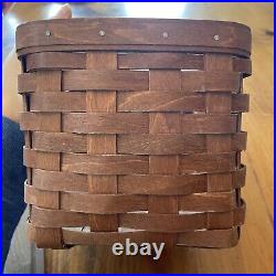 Longaberger Long Tissue Basket with Lid in Rich Brown Dark Stain
