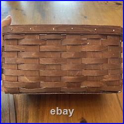 Longaberger Long Tissue Basket with Lid in Rich Brown Dark Stain