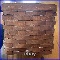 Longaberger Long Tissue Basket with Lid in Rich Brown Dark Stain