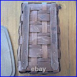 Longaberger Long Tissue Basket with Lid in Rich Brown Dark Stain