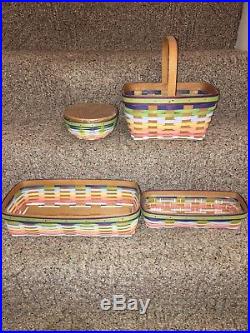 Longaberger Lot Of Summertime Stripe Basket Sets