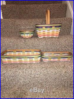 Longaberger Lot Of Summertime Stripe Basket Sets
