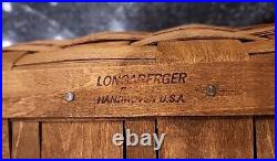 Longaberger Magazine Basket With Legs Swing Handle Signed 1984 16.5 X 8.5 X 12