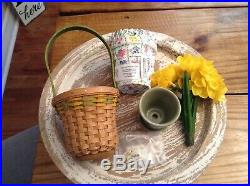 Longaberger May Series Miniature DAFFODIL Basket SetRAREMini Flower Pot