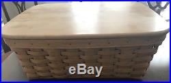 Longaberger Medium Storage Solutions Basket / Wood Lid / Protector SET RARE