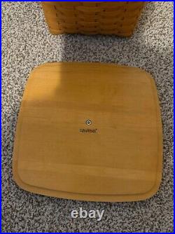 Longaberger Medium square waste basket with lid, liner and protector