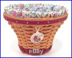 Longaberger Mini GERANIUM Basket, Liner, Protector, Tie On SET 1st MAY Miniature