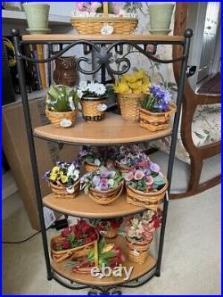 Longaberger Miniature Flower Baskets, Complete Set plus flowers and tie-ons