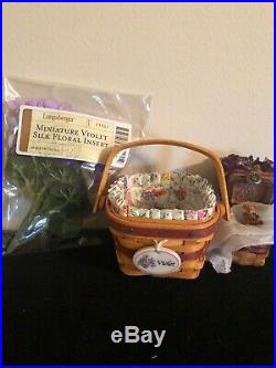 Longaberger Miniature May Series Basket Set & Resin Violet Rare