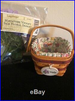 Longaberger Miniature May Series Basket Set & Resin Violet Rare