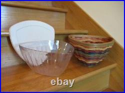 Longaberger Multi Color Triangle Bowl Basket Set Large wow shipping included