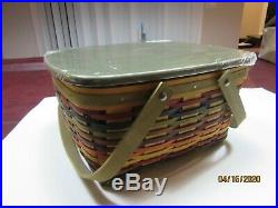 Longaberger Muti Color, Multi Stripe Cake Basket Set with NEW Lid