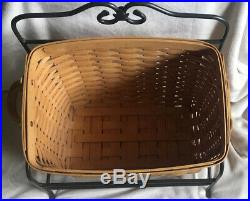 Longaberger NEWSPAPER Basket Combo Set- Wrought Iron Stand, liner & protector