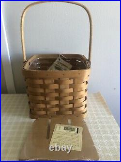 Longaberger NWT Warm Brown Utensil Basket with Protector and Divider Set