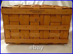 Longaberger Newspaper Basket 2001 Classic Stain Sage Liner Divided Protector SET