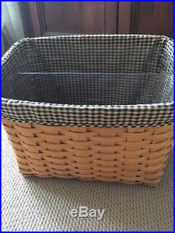 Longaberger Newspaper Basket Set, Khaki Check Liner & Protector
