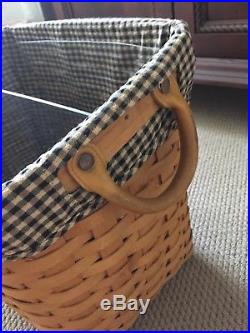 Longaberger Newspaper Basket Set, Khaki Check Liner & Protector
