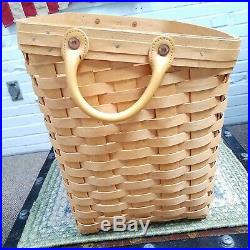 Longaberger Newspaper Basket Set Protector Liner Wrought Iron Rack 2001 COUNTRY